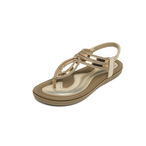Sandals Women Summer Open Toe Beaded Strap Closure Fashion Trend Cushioned PU Lining EVA Outsole - Product Image 1