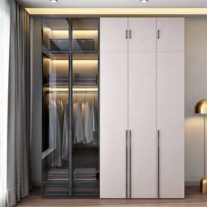 Meubles de chambre à coucher sur mesure, nouveau <span class=keywords><strong>design</strong></span>, armoire à portes battantes en bois et en verre - Product Image 2