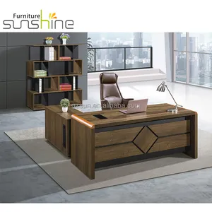 Modern L-Shaped Executive Office <strong>Desk</strong> <strong>Solid</strong> <strong>Wood</strong> and Steel with Metal Design for Home School Apartment Use - Product Image 1