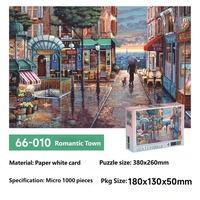 Puzzles en papier personnalisés en gros, 1000 pièces, thème ville romantique européenne, café, jouets éducatifs, jeux en boîte pour adultes