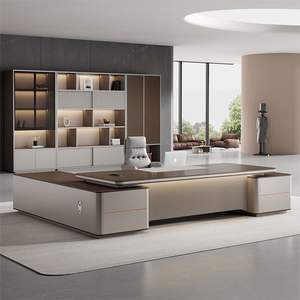 Ensemble de bureau exécutif, mobilier de bureau moderne et minimaliste, design modulaire, résistant aux taches, usage commercial - Product Image 1