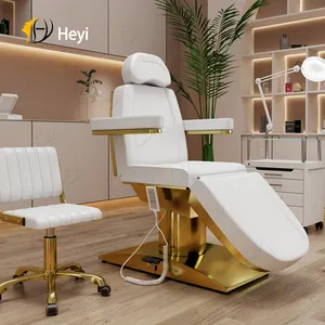Tailandese professionale reclinabile struttura in acciaio bianco e oro spa lettino da massaggio elettrico per il viso