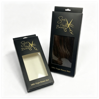 Caja de Embalaje de Cartón con Logotipo Personalizado y Colorido, Caja de Embalaje para Extensiones de Cabello con Ventanas de PVC