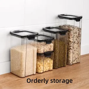 Nhà bếp trong suốt BPA free nhựa Stackable không khí chặt chẽ hộp kín thực phẩm <span class=keywords><strong>container</strong></span> lưu trữ <span class=keywords><strong>Box</strong></span> sets Organizer Nắp - Product Image 2