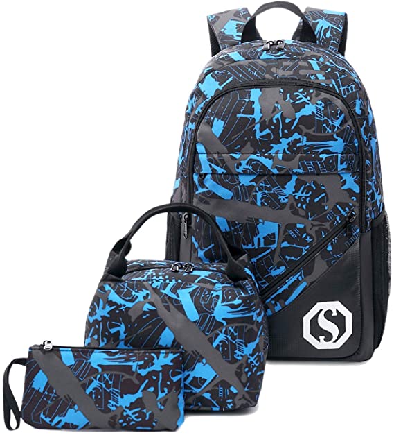 【未使用品】 Blue Backpack,Blue Backpack Schoolbag Book Bag for Boys (One Size, Style A 3 Set) 並行輸入品 リュックサック、デイパック School Backpack Set China Trade,Buy China Direct From School
