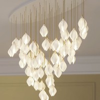 Lustre Firelux en céramique blanche, design moderne et luxueux, en forme de bourgeon floral, pour hall d'hôtel, chambre et salon