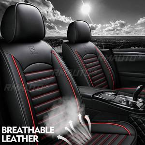 1/4 housses de siège de voiture universelles en cuir pleine fleur, style tendance, dossier haut, respirantes, protection intérieure pour voitures - Product Image 2