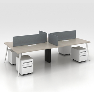 Scrivania Modulare per Ufficio, Tavolo per 4 Persone con Gambe in Acciaio e Piano in Legno per Aziende - Product Image 5