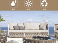 Ensemble de canapés de jardin de style nordique, imperméable et résistant aux UV, pour villa et balcon, en rotin, avec table basse, grand ensemble de canapés