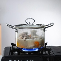 Marmite de cuisson classique en verre borosilicate transparent, écologique et alimentaire, pour la maison, idéale pour le shabu-shabu, les bouillies et les soupes au gaz