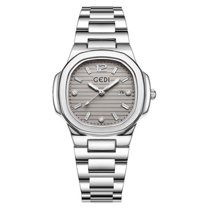 Montre haut de gamme pour femme, bracelet en acier inoxydable de qualité supérieure, date imprimée, étanche, montre-bracelet à quartz - Product Image 6