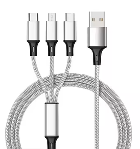 Bán buôn Nylon 6A 3 trong 1 nhanh sạc cáp cho điện thoại <span class=keywords><strong>USB</strong></span> để C Cáp dữ liệu sạc <span class=keywords><strong>USB</strong></span> C Cáp - Product Image 4