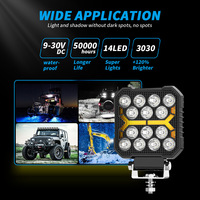 Phare de travail LED carré de 4 pouces, 17W, DC9-60V, 1700LM, IP67, Combo Blanc Ambre, DRL, Feu de conduite auxiliaire pour camion