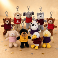 Vente en gros pas cher 10cm porte-clés peluche personnalisé peluche chien loup porte-clés animaux peluches