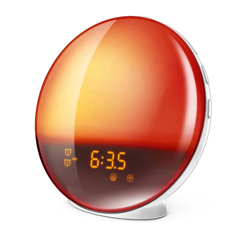 Hot selling Wake Up Light Alarm Clock with Sunrise Sunset Simulation Dual Alarms Snooze Radio 7 Natural Sound USB Charging portH