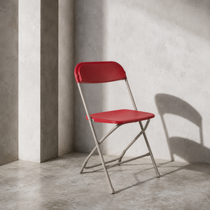 Durable Waterproof Flat Back <b>Plastic</b> & Metal Folding <b>Chair</b> Wine Red Outdoor Furniture Comfortable Lightweight Portable Modern - Product Image 1
