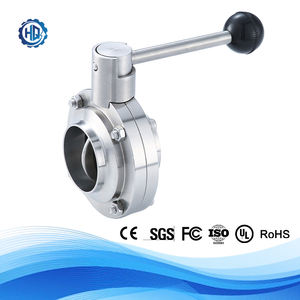 Vanne papillon D61X en acier inoxydable de qualité industrielle, soudée par bout à bout, à commande manuelle par tige de tirage, pour applications de régulation de débit d'eau en gros - Product Image 3