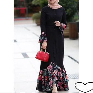 Abito Musulmano Ricamato, Caftano di Dubai con Fiori in Pizzo, Cardigan Lungo, Kimono per Ramadan, <span class=keywords><strong>Abbigliamento</strong></span> Islamico per la Preghiera - Product Image 5