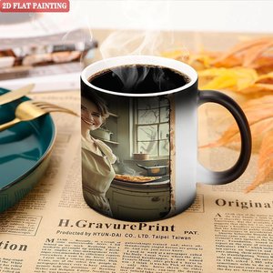 Frosted Matte <b>Ceramic</b> Mug 11oz Heat Color Changing Drinking <b>Cup</b> With 2D Flat Painting Design - Product Image 5