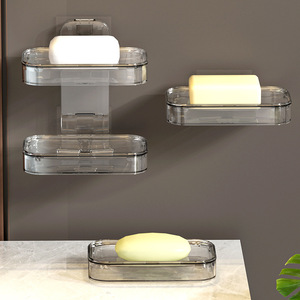 Zimoo Wall Mount Soap <b>Dish</b> Double Layer Plastic Rectangular Bathroom Storage Soap <b>Rack</b> - Product Image 4
