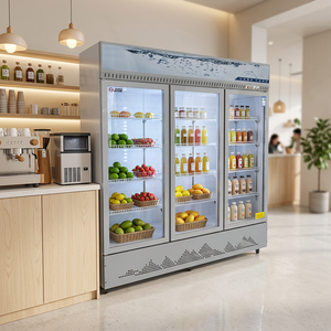 Réfrigérateur Vitré Économe en Énergie à 3 Portes avec Éclairage Supérieur <span class=keywords><strong>pour</strong></span> Boissons, Idéal <span class=keywords><strong>pour</strong></span> les Supermarchés Professionnels - Product Image 1
