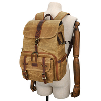 Outdoor Digital Gear Kameratasche aus Gewachstem Canvas DSLR Fotografie-Rucksack mit Laptop-Fach Stativhalterung