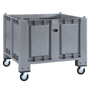 Palettenbox Mit 4 Gummi-Lenkrollen Ø 120 Mm, Grau, 1200x800x1000 Mm, Boden/Wände Geschlossen, Tragkraft 250 kg - Product Image 1