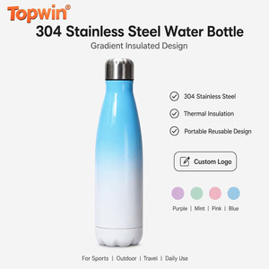 Botella de Agua Aislada de Acero Inoxidable 304, Botella Térmica Deportiva Portátil con Degradado de Color para Viajes al Aire Libre - Product Image 1