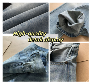 2025 Hoge Kwaliteit <span class=keywords><strong>Jeans</strong></span> Heren Streetstyle Custom Logo Designer Merk Hip Hop Stretch Geruite Denim Paarse Heren <span class=keywords><strong>Jeans</strong></span> - Product Image 5