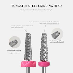 Fraise à ongles en carbure de tungstène hélicoïdale 5 en 1 pour un polissage rapide, tige de 41*4,1 mm, nettoyage des cuticules, pointes acryliques, meulage pour - Product Image 6