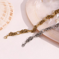 Perhiasan Hip Hop Chunky, Gelang Kaki Terpilin untuk Wanita, Lapisan Emas 14K, Perhiasan Baja Anti Karat 316L