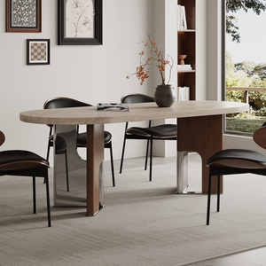 Table à manger en <span class=keywords><strong>bois</strong></span> massif de style rétro du milieu du siècle, plateau semi-circulaire, <span class=keywords><strong>bois</strong></span> de frêne <span class=keywords><strong>blanc</strong></span>, plateau en marbre, table rectangulaire vintage de luxe - Product Image 3