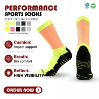 Chaussettes de sport de compression athlétiques personnalisées avec logo, respirantes et rembourrées, certifiées Oeko-Tex et GOTS, pour le cyclisme – Vente en gros directe usine