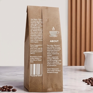 Custom Flat Bottom Coffee <b>Packaging</b> Bags With Valve, Printed Food Plastic Coffee Bags 100g To 1kg 12Oz For Coffee Beans - Product Image 2