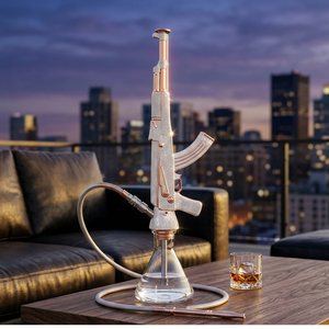 Chicha de luxe design AK47 avec diamants, ensemble de fumée en forme de pistolet, 78 cm, vente chaude, kit narguilé avec flacon - Product Image 2