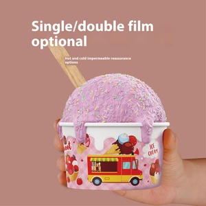 Thương mại giấy kraft kem và sữa chua <span class=keywords><strong>container</strong></span> với nắp cốc nhỏ và bát thiết kế cho xử lý tem xử lý - Product Image 3