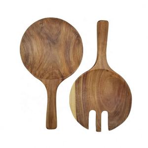 Vente en gros de cuillères à salade et fourchette en bois de teck écologiques Lot de 2 ustensiles de cuisine en bois antiadhésifs Ensemble d'accessoires - Product Image 3