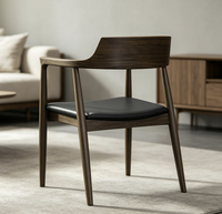 Chaise de salon et chambre à coucher moderne en bois, avec dossier, design simple, en cuir, écologique, pour villa, appartement, hôtel