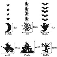 Guirlandes décoratives en papier pour Halloween, ornements suspendus, pendentifs araignée, sorcière, fantôme, chauve-souris, accessoires pour créer une ambiance festive