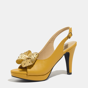 <span class=keywords><strong>Sandali</strong></span> da Donna <span class=keywords><strong>Gialli</strong></span> con Plateau e <span class=keywords><strong>Tacco</strong></span> Alto, Punta Aperta, Fiocco con Strass, Leggeri e Comodi per Appuntamenti, Vacanze e Uso Quotidiano - Product Image 2