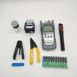 FTTH Complete Set Including FS-60S Fiber Optic Cleaver Visual Fault Locator Optical Power Meter Fiber Cable Stripper Tool Kit