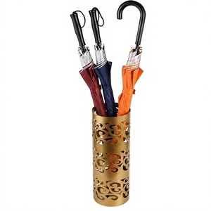 Porte-parapluie élégant en métal doré, support de parapluie ajouré sur pied pour l'entrée de la maison, le hall d'hôtel, la décoration - Product Image 1