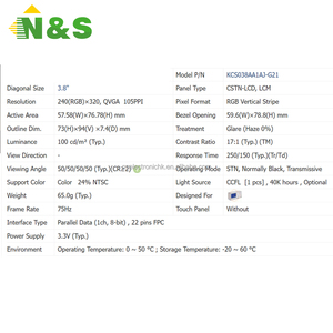 Petit écran LCD TFT de 3,8 pouces, 240x320, pour équipement de contrôle industriel, médical et automobile, KCS038AA1AJ-G21 - Product Image 4