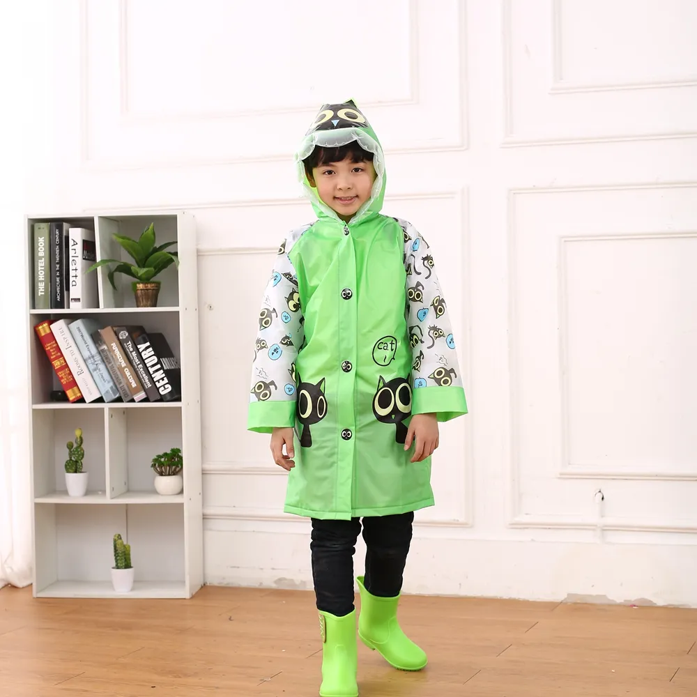 Wholesale Kids Raincoat Pvc Waterproof Cute Aerated Raincoats Poncho School Bag Raincoat