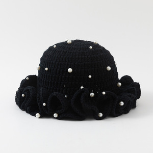 2025 nuovo cappello con bordo a foglia di loto, cappello in filo intrecciato con bordo arrotolato lavorato a maglia caldo lavorato a mano - Product Image 3