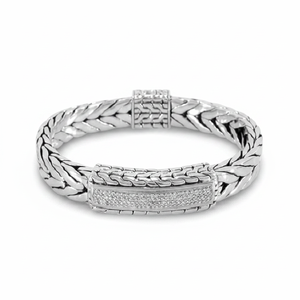 Party Wear Real Diamond <b>Mens</b> Bracelet in 14K White Gold - Product Image 2