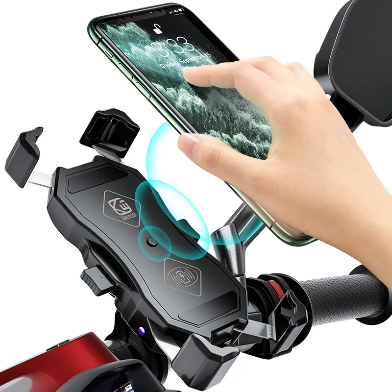 Motorcycle Accessories Waterproof Motorcycle Mobile Phone Holder With 15W Wireless Charger and QC3.0 USB Fast Charger
