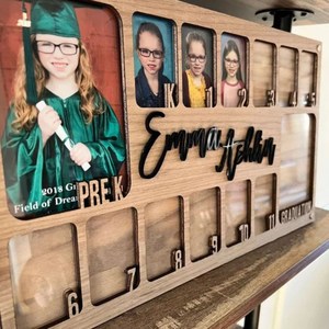 Wooden School Year Photo <b>Frame</b> Rectangular Embossing Printing Handmade Preschool To Graduation Photo Display - Product Image 1