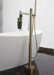 Robinet de baignoire moderne autoportant avec cascade, en laiton chromé, monocommande, avec douchette à main HD-177 - Product Image 6