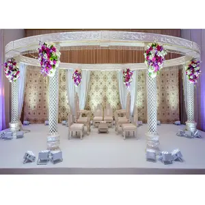 Modern Fiber Crystal Wedding Mandap New Jersey Stylish Wedding White Mandap Paris Best White Pillar Wedding Mandap